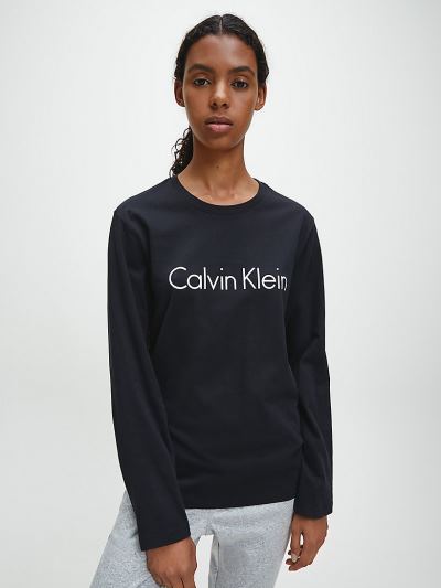 Calvin Klein Ruhák HU952644 | Calvin Klein Comfort Cotton Long Sleeve Női Lounge Póló Fekete
